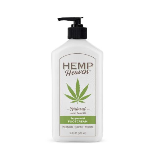 Hemp Heaven Peppermint Foot Cream Infused with Hemp Seed Oil - Hydrating Care for Dry Cracked Feet - 18oz