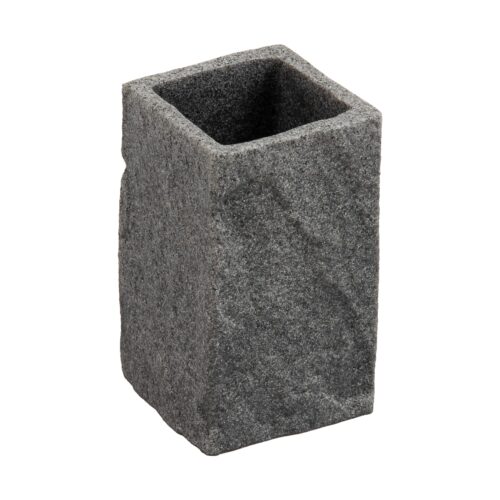 Maison Sucasa Tumbler for Bathroom, Countertop, Bathroom Accessory, Makeup Brush Holder, Pen Cup, Modern, Stone Design, Resin, Gray